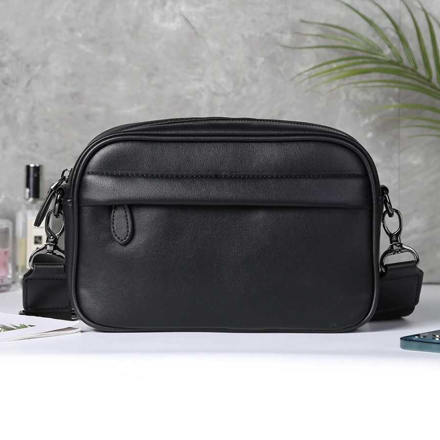 Bolso de hombro informal de negocios para hombres, bandolera de cuero