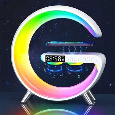 Lámpara de luz nocturna RGB, reloj despertador multifunción, Altavoz Bluetooth TF, 15W, cargador inalámbrico, almohadilla de est