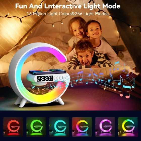 Lámpara de luz nocturna RGB, reloj despertador multifunción, Altavoz B
