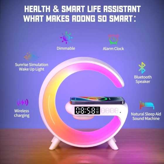 Lámpara de luz nocturna RGB, reloj despertador multifunción, Altavoz B