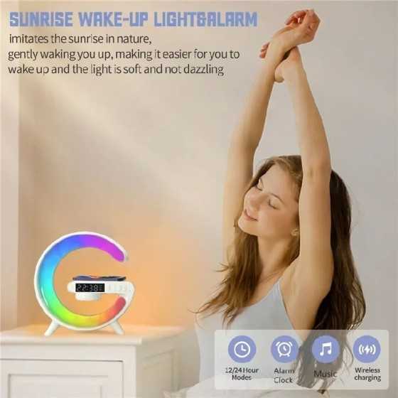 Lámpara de luz nocturna RGB, reloj despertador multifunción, Altavoz B