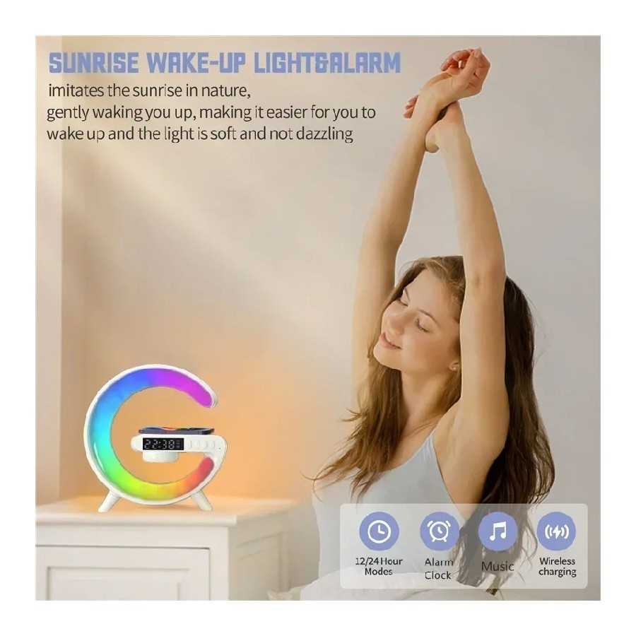 Lámpara de luz nocturna RGB, reloj despertador multifunción, Altavoz B