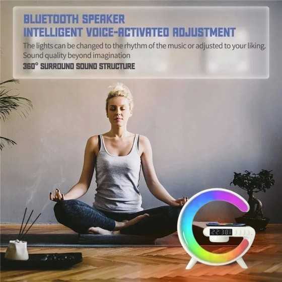 Lámpara de luz nocturna RGB, reloj despertador multifunción, Altavoz B