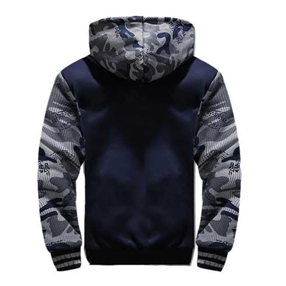 Chaqueta de invierno para hombre, chaquetas gruesas de camuflaje con capucha, forro polar de manga larga, ropa de calle informal Chaqueta de invierno para hombre, chaquetas gruesas de camuflaje con capucha, forro polar de manga larga, ropa de calle informal