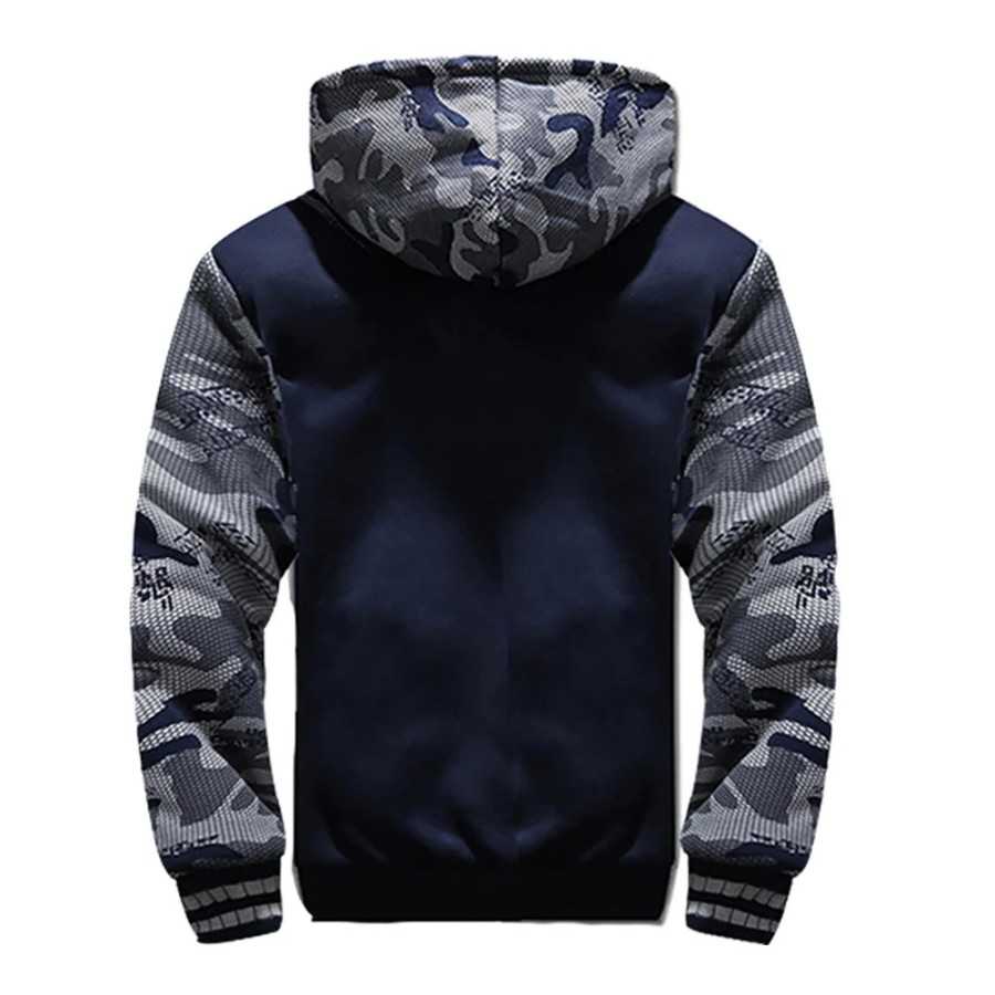 Chaqueta de invierno para hombre, chaquetas gruesas de camuflaje con capucha, forro polar de manga larga, ropa de calle informal