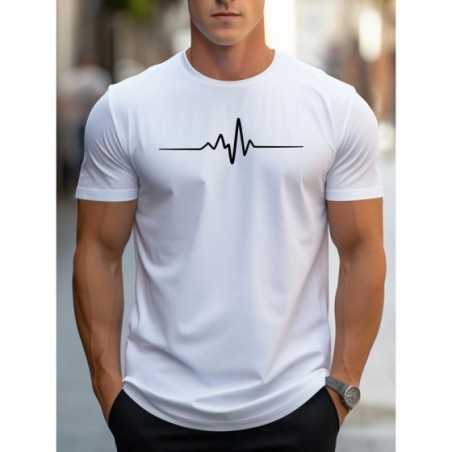 Camiseta de manga corta con cuello redondo para hombre, Camiseta deportiva informal con estampado gráfico creativo, 100 algodón