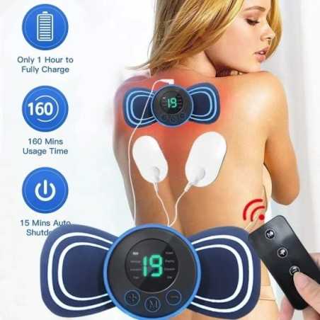 Mini masajeador eléctrico inteligente portátil para cuello, parche para espalda y hombro, con almohadilla y control remoto