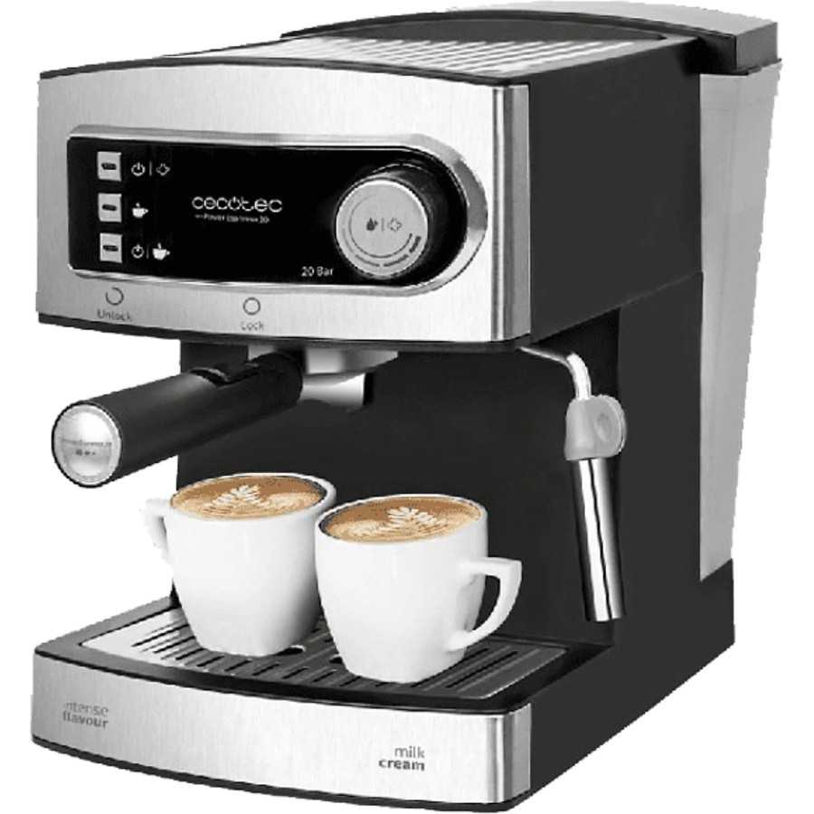 Cafetera express - Cecotec Power Espresso 20, 850 W, 20 bares, 1.5 L, Plata y negro Cafetera express - Cecotec Power Espresso 20, 850 W, 20 bares, 1.5 L, Plata y negro
