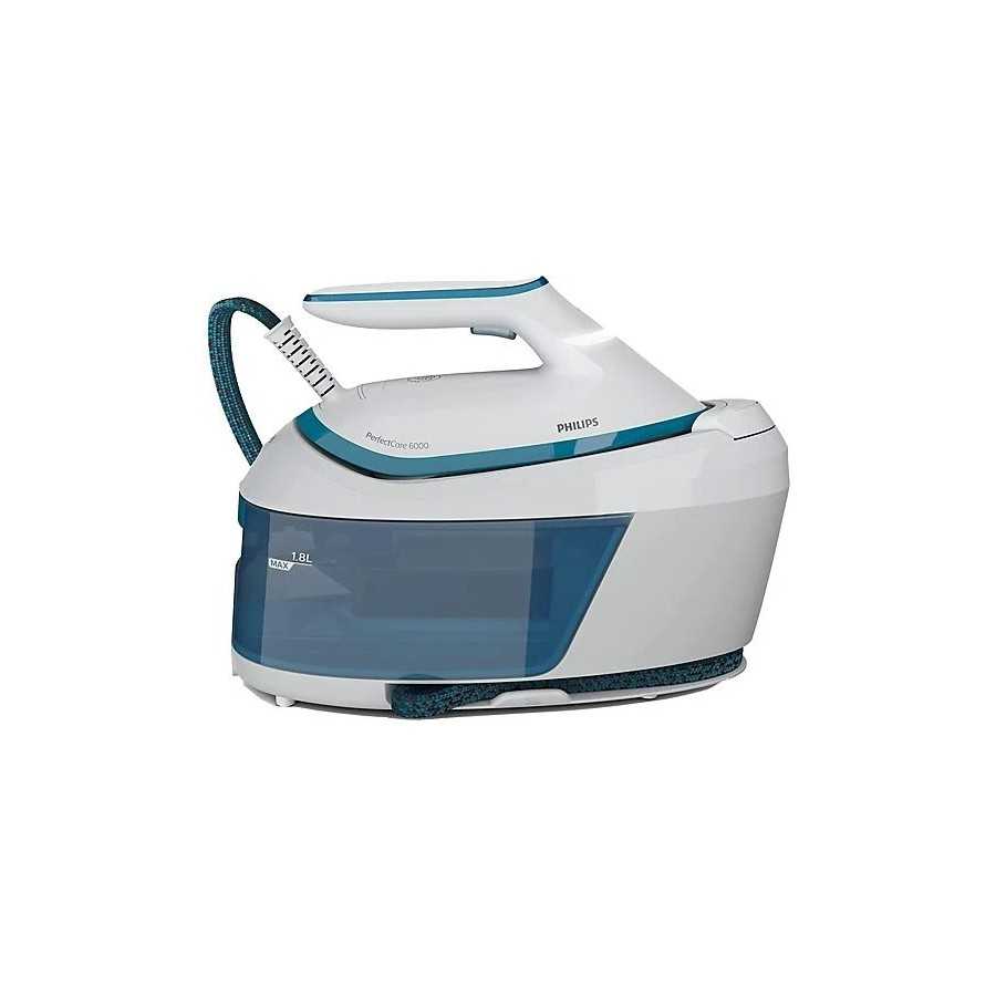 Centro de planchado - Philips PSG6022/20, 2400 W, Depósito de 1,8 L, 6.5 bares, SteamGlide Plus, Blanco/Azul