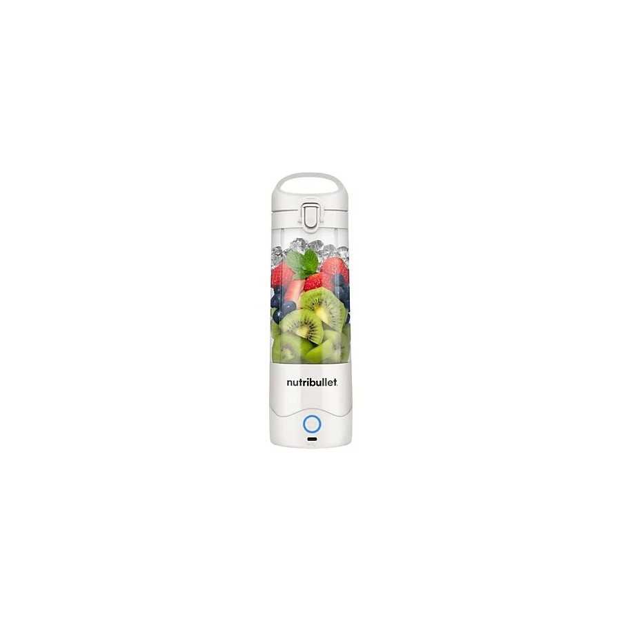 Batidora de vaso - Nutribullet Portable NBP003W, Vaso portátil 0.475 l, Asa transportable, Carga USB-C, 2000 mAh, Blanco