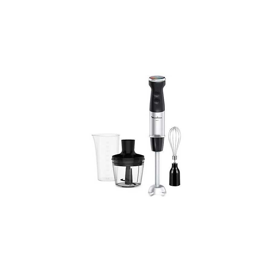Batidora de mano - Moulinex Quickchef+, 1000 W, 20 Velocidades, Cuchillas con Tecnología Powelix, Negro