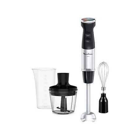 Batidora de mano - Moulinex Quickchef+, 1000 W, 20 Velocidades, Cuchillas con Tecnología Powelix, Negro