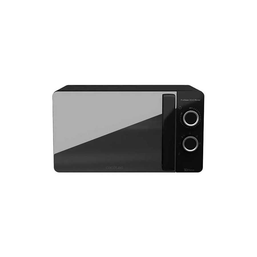 Microondas libre instalación - CECOTEC ProClean 3040 Mirror, 700 W, 3 potencia, 1 l, Negro y cristal efecto espejo