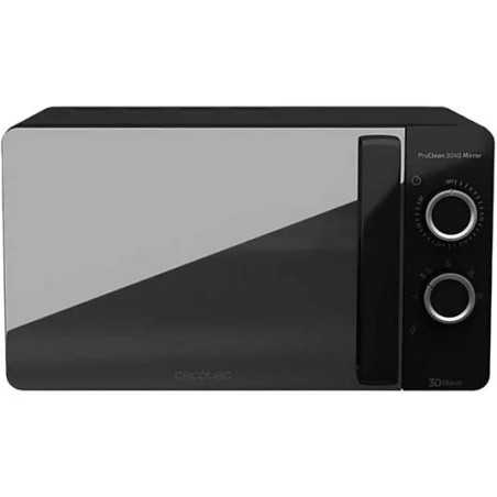 Microondas libre instalación - CECOTEC ProClean 3040 Mirror, 700 W, 3 potencia, 1 l, Negro y cristal efecto espejo