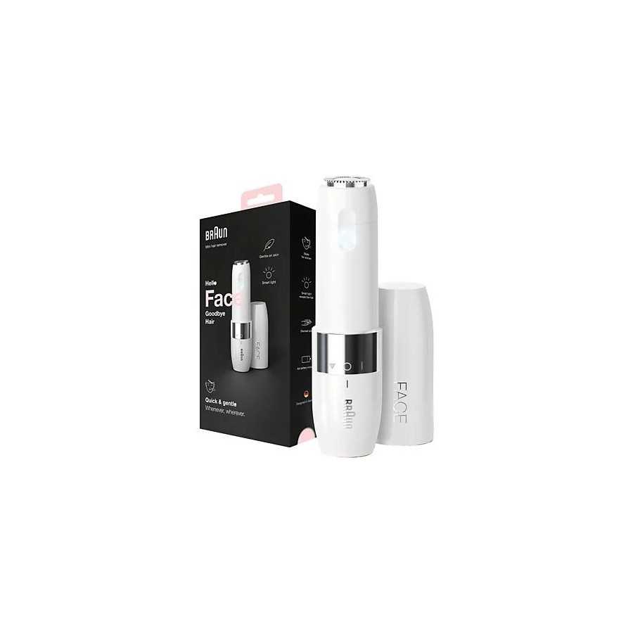 Depiladora facial - Braun Face Mini Rasuradora FS1000, Rápida Y Suave, Fácil De Llevar, Con Luz, Blanca
