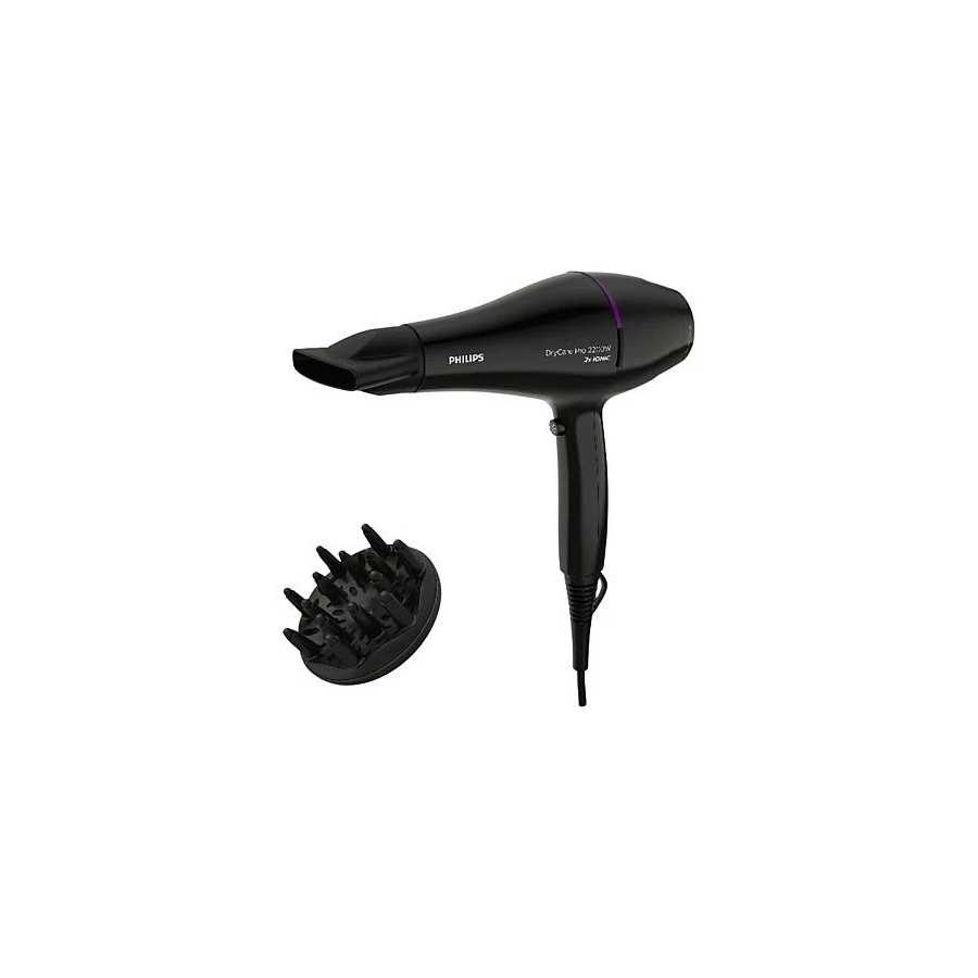 Secador - Philips Pro DryCare, Ionizador, Thermoprotect, 2200W, 6 temperaturas y velocidades, Negr