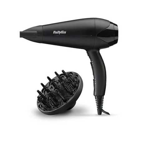Secador - Babyliss PowerDry 2100 W, 2 Temperaturas, Aire frío, 2 Velocidades, Ligero, Difusor inlcuido, Negro