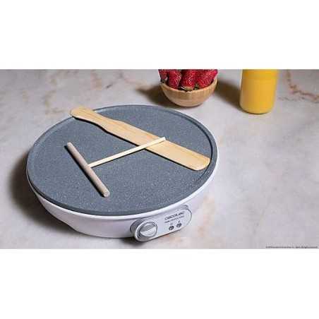 Crepera - Cecotec Fun Crepestone, 1000 W, 30.5cm, Revestimiento RockStone, Libre de PTFE y PFOA, Blanco