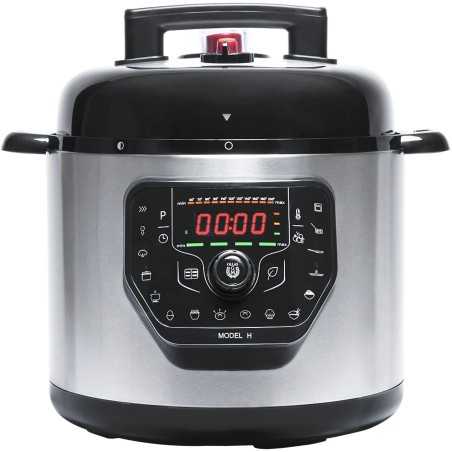 Olla eléctrica - Cecotec GM Modelo H, 1000 W, 6 L, Programable 24 Horas, Tapa abatible, 11 temperaturas, 5 presiones, Inox
