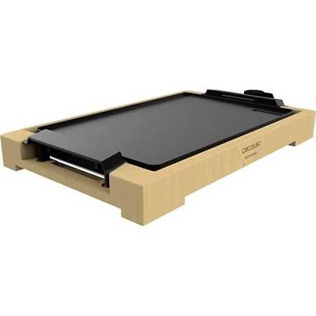 Plancha de asar - Cecotec Tasty&Grill 2000 Bamboo, 2000 W, 37,5 x 24,5 cm, Estructura de bambú, Negro