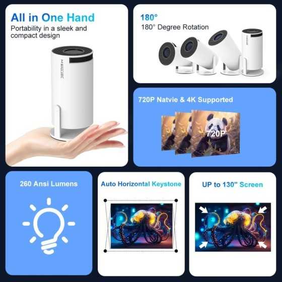 Magcubic-proyector HY300 Pro, 4K, Android 11, Dual, Wifi6, 260ANSI, Al