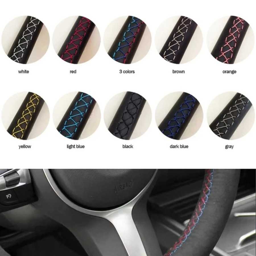 Cubierta de cuero Artificial antideslizante para volante de coche, acc