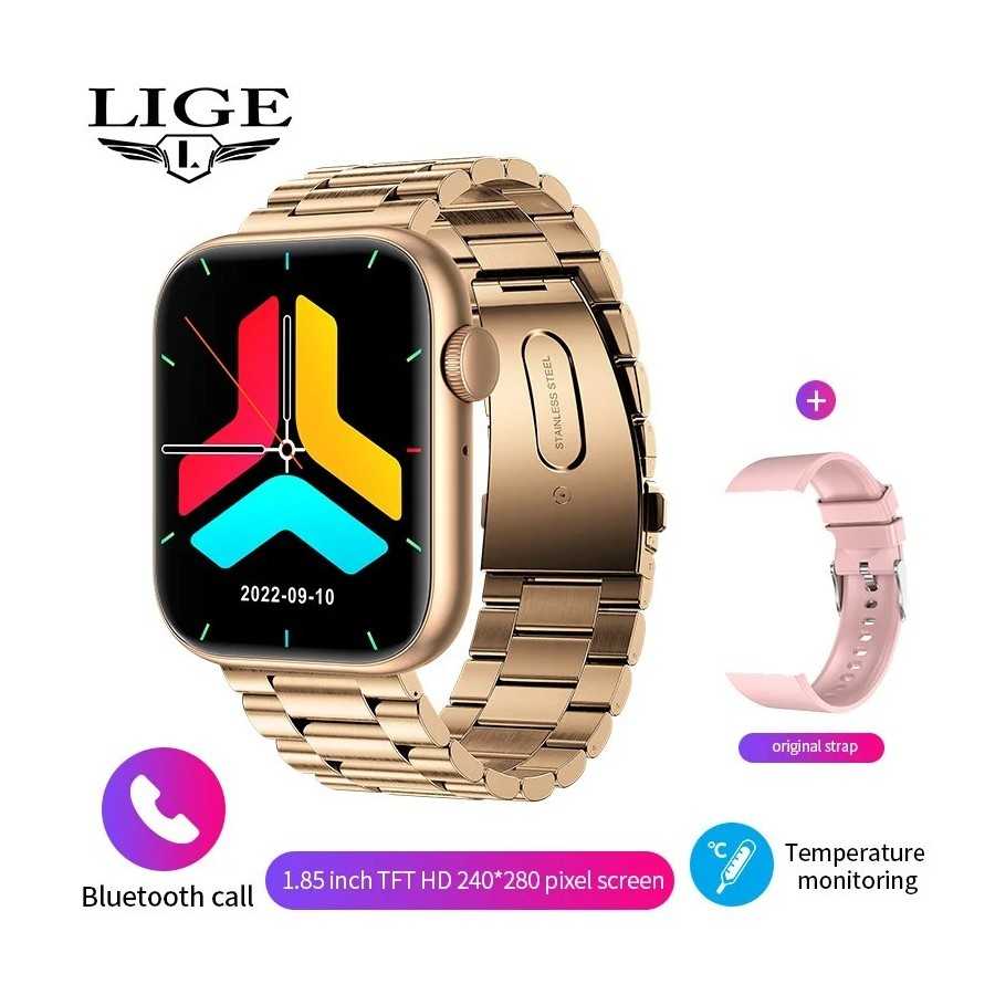 LIGE-reloj inteligente para hombre y mujer, pulsera de Fitness con carga inalámbrica, Bluetooth, llamadas, personalizado, 2024