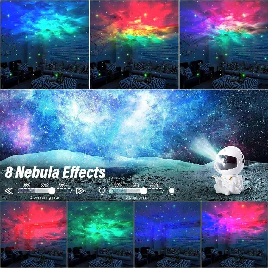 Proyector de estrellas Galaxy, luz nocturna, astronauta, proyector espacial, nebulosa estrellada, lámpara LED de techo para dorm