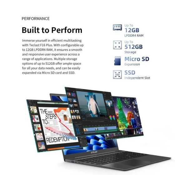 Teclast Notebook F16 Plus Laptop 15.6", Windows 11 Pro, 8GB/12GB RAM 2