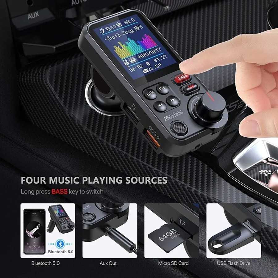 Transmisor FM inalámbrico para coche, reproductor de música con sonido