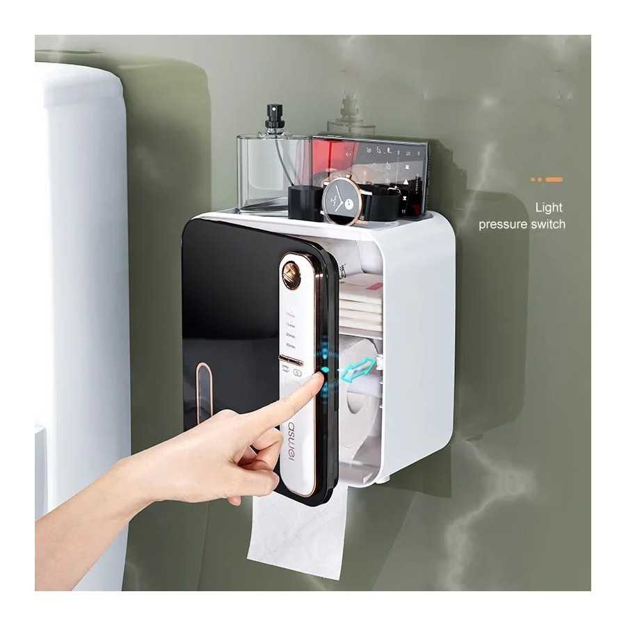 Estante inteligente de lujo ligero para baño, soporte impermeable y perforado para colgar en la pared, rollo de papel higiénico,