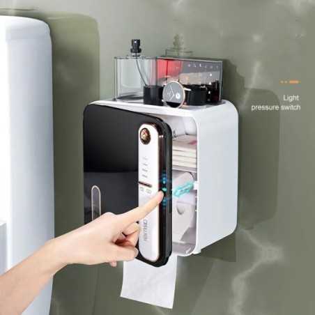 Estante inteligente de lujo ligero para baño, soporte impermeable y perforado para colgar en la pared, rollo de papel higiénico,
