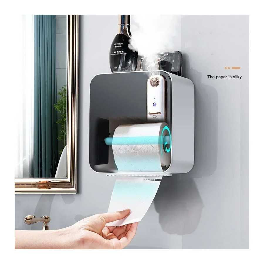 Estante inteligente de lujo ligero para baño, soporte impermeable y perforado para colgar en la pared, rollo de papel higiénico,