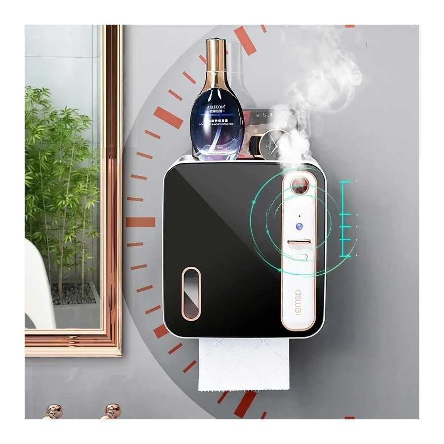 Estante inteligente de lujo ligero para baño, soporte impermeable y perforado para colgar en la pared, rollo de papel higiénico,
