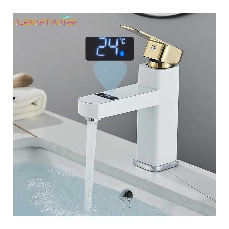 Grifo Digital para lavabo, accesorio con botón táctil, temperatura de Grifo Digital para lavabo, accesorio con botón táctil, temperatura de