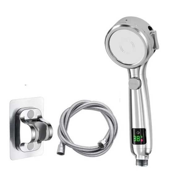 Cabezal de ducha inteligente ajustable con 4 modos, pantalla LED de te