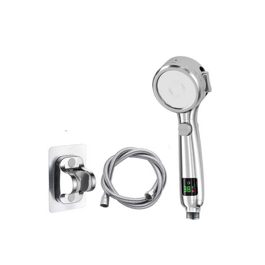 Cabezal de ducha inteligente ajustable con 4 modos, pantalla LED de te