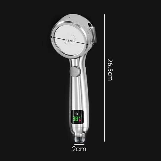 Cabezal de ducha inteligente ajustable con 4 modos, pantalla LED de te