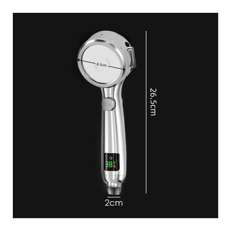 Cabezal de ducha inteligente ajustable con 4 modos, pantalla LED de te