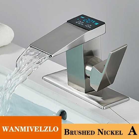 Grifo de lavabo con pantalla Digital inteligente, grifería de cascada