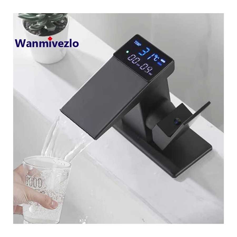 Grifo de lavabo con pantalla Digital inteligente, grifería de cascada