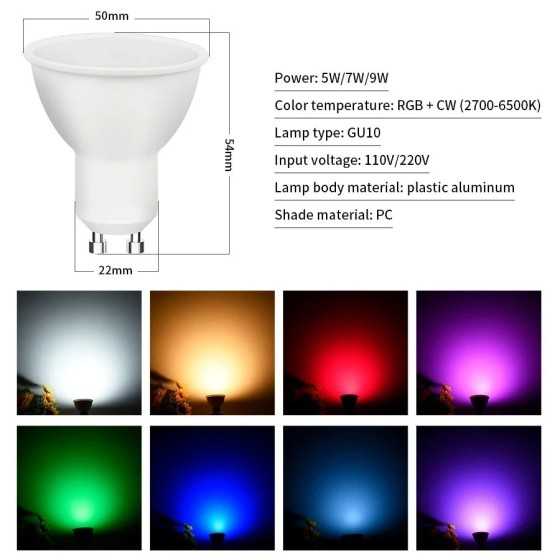 Bombilla LED con WIFI para el hogar, Bombilla regulable con Control po