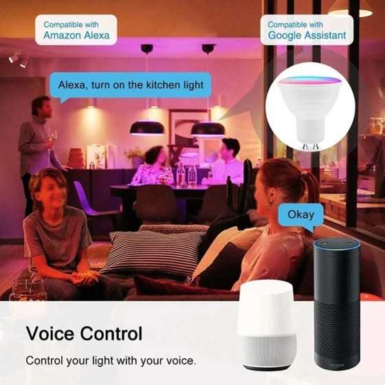 Bombilla LED con WIFI para el hogar, Bombilla regulable con Control po