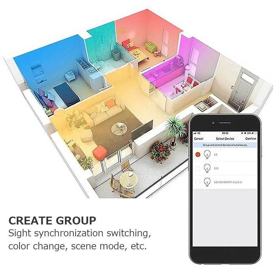 Bombilla LED con WIFI para el hogar, Bombilla regulable con Control po