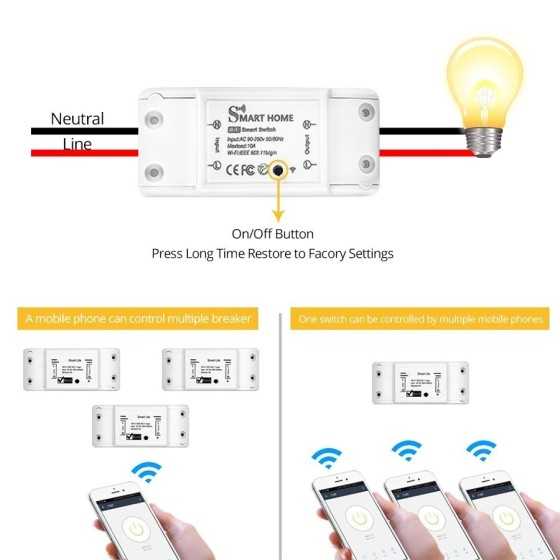 Interruptor inteligente con WiFi para el hogar, dispositivo inalámbric Interruptor inteligente con WiFi para el hogar, dispositivo inalámbric