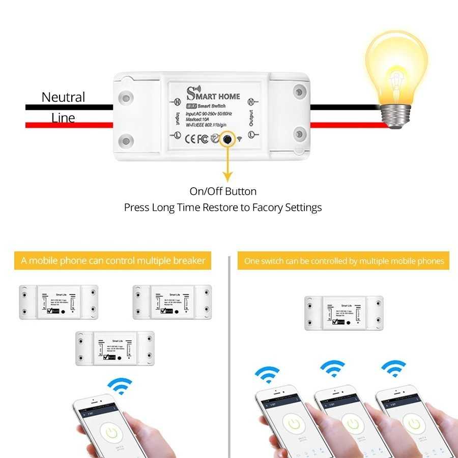 Interruptor inteligente con WiFi para el hogar, dispositivo inalámbric