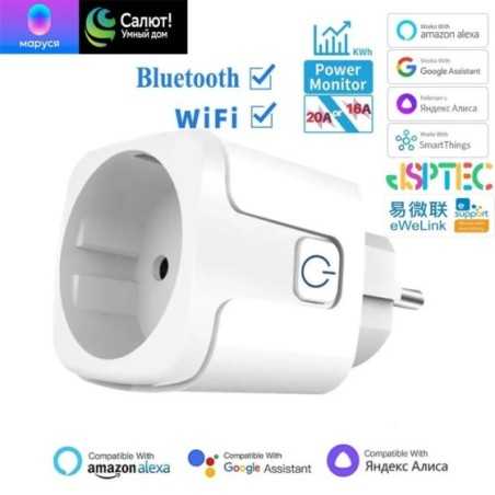 EWelink-enchufe inteligente con WiFi, dispositivo con monitoreo de potencia, temporizador, Control por voz, funciona con Alexa,