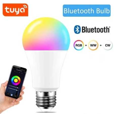 Bombilla LED con Bluetooth, lámpara de cambio de Color Compatible con IOS/Android, Tuya, Smart Life APP, regulable, 9W, E27, 220