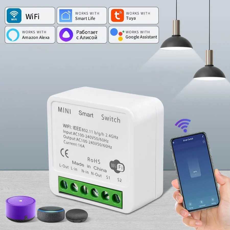 Mini interruptor inteligente Tuya con WiFi, dispositivo de automatizac