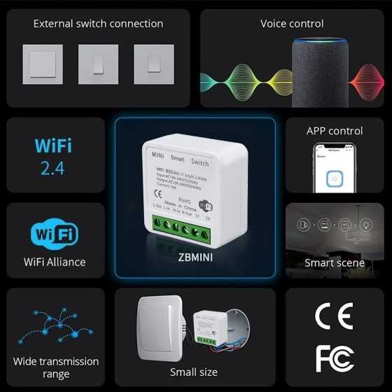 Mini interruptor inteligente Tuya con WiFi, dispositivo de automatizac